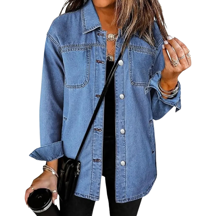 JORDIE™ – Jeans-Shacket mit Waschung und geschwungenem Saum