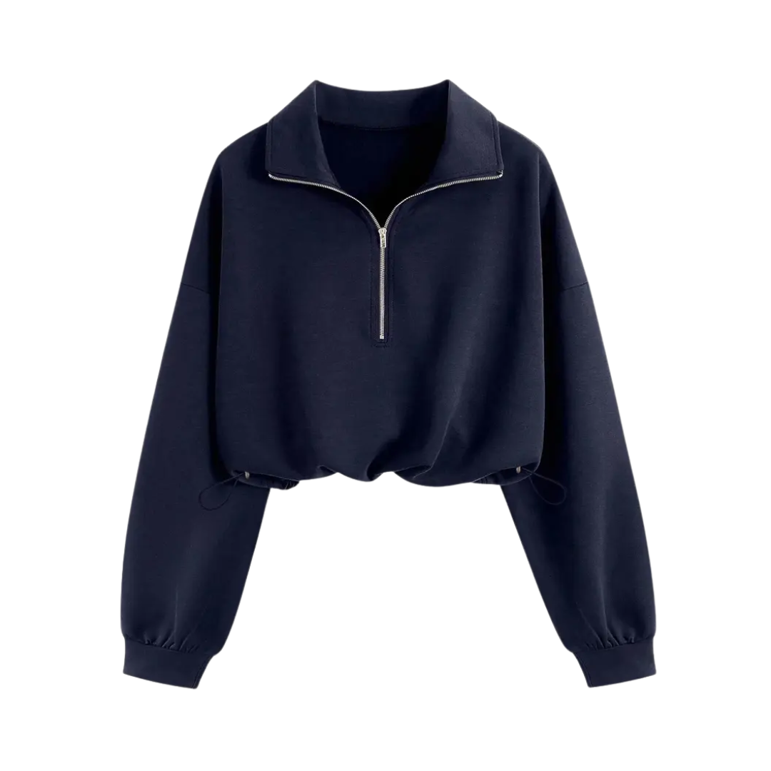 TEAGAN™ – Sportliches Cropped-Sweatshirt mit halbem Reißverschluss