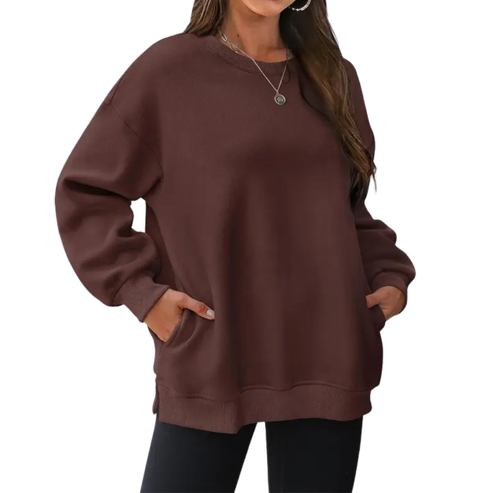 BRENLEY™ – Gemütlicher, übergroßer Fleece-Pullover mit Rundhalsausschnitt