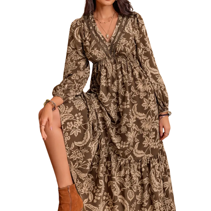 FAUNA™ – Geblümtes Rüschensaum-Kleid mit Bischofsärmeln