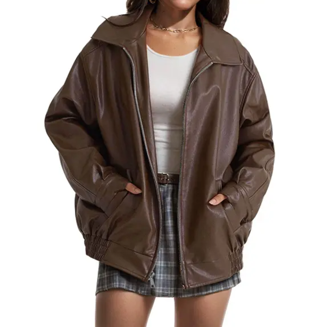 REBEL™ – Oversized Jacke in Lederoptik im Motorrad-Stil