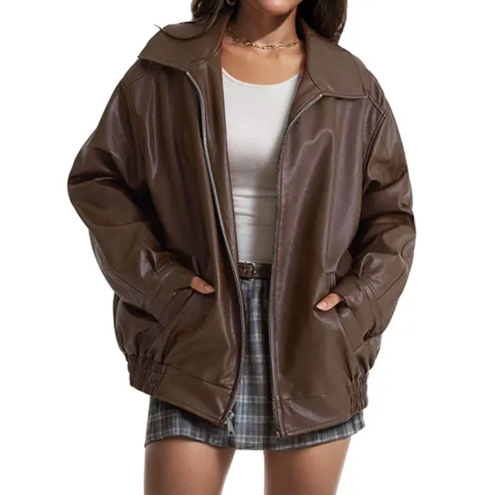 REBEL™ – Oversized Jacke in Lederoptik im Motorrad-Stil