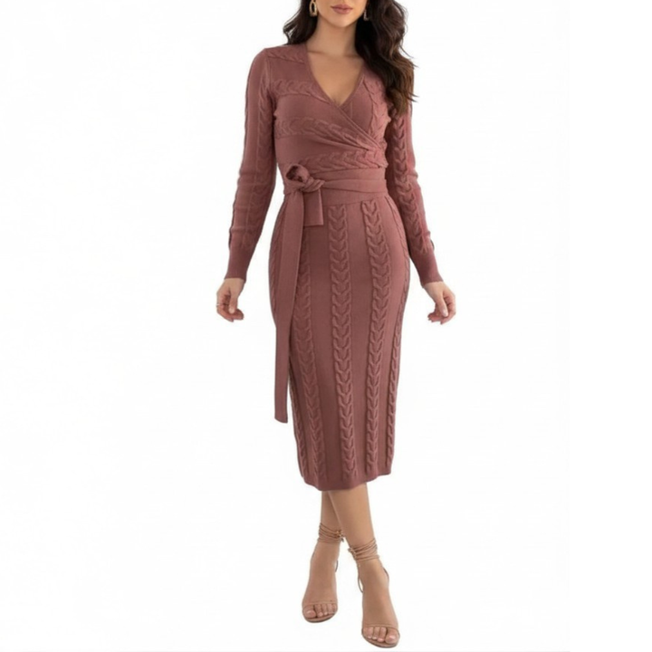 NADRA™ – Midi-Wickelkleid mit Zopfmuster