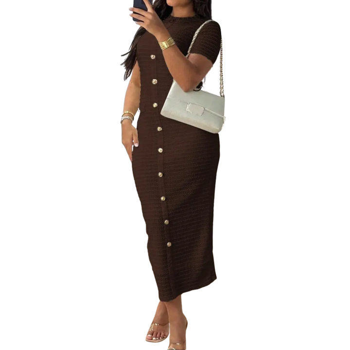 CLÉA™ – Französisches Vintage-Strickkleid mit Knöpfen