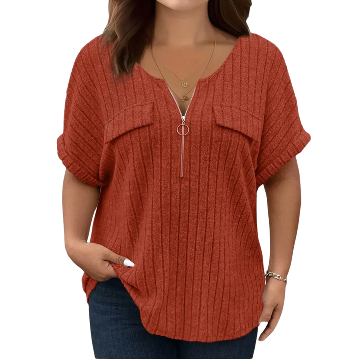 RILEE™ – Geripptes Half-Zip T-Shirt mit lockerer Passform