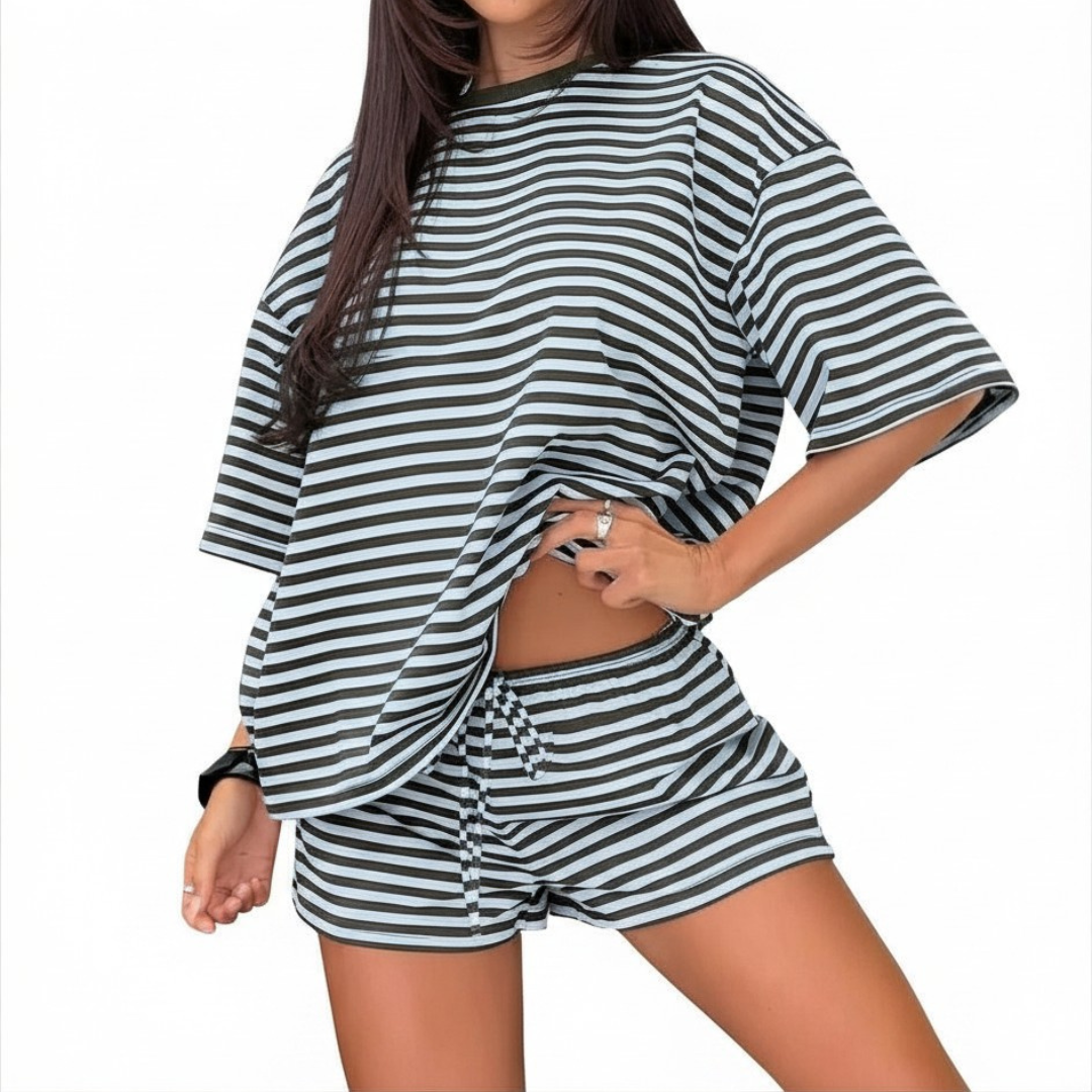 SOLÈNE™ – Gestreiftes Colorblock Lounge Zweiteiler