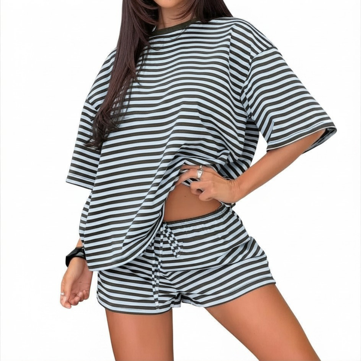SOLÈNE™ – Gestreiftes Colorblock Lounge Zweiteiler
