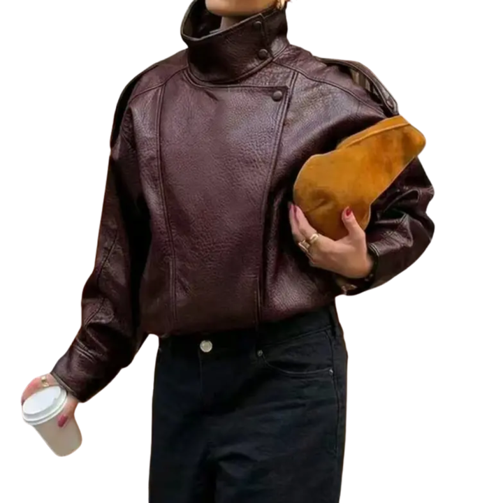 VANYA™ – Vintage-Litschi-Struktur-Lederjacke