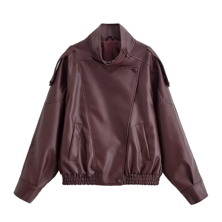 REMY™ – Asymmetrische Kunstleder-Bikerjacke mit Reißverschluss