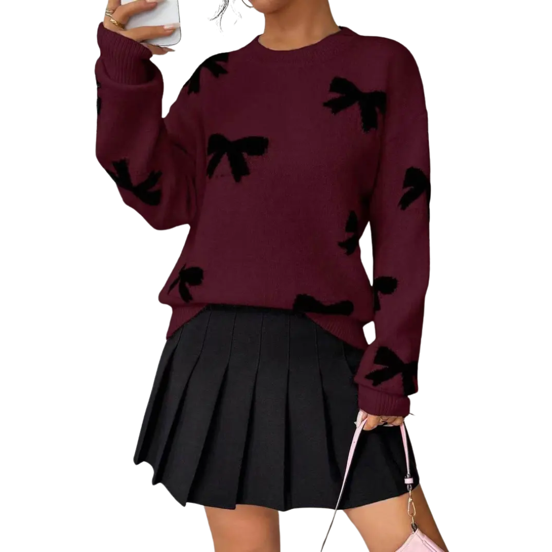 BRIGITTE™ – Gemütlicher Strickpullover mit Schleifendruck