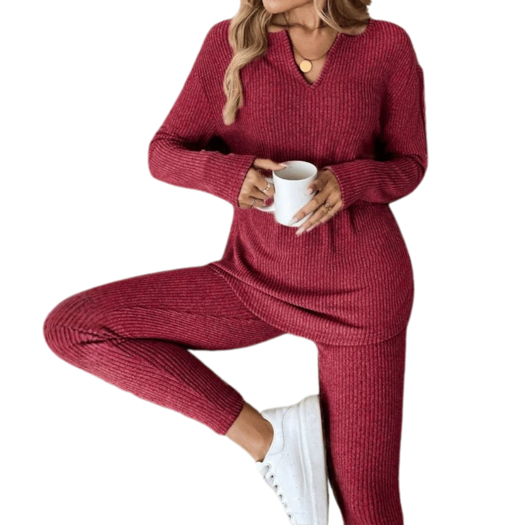 CORALINE™ – Kuscheliger Plüsch-Rippstrick-Leggings-Anzug