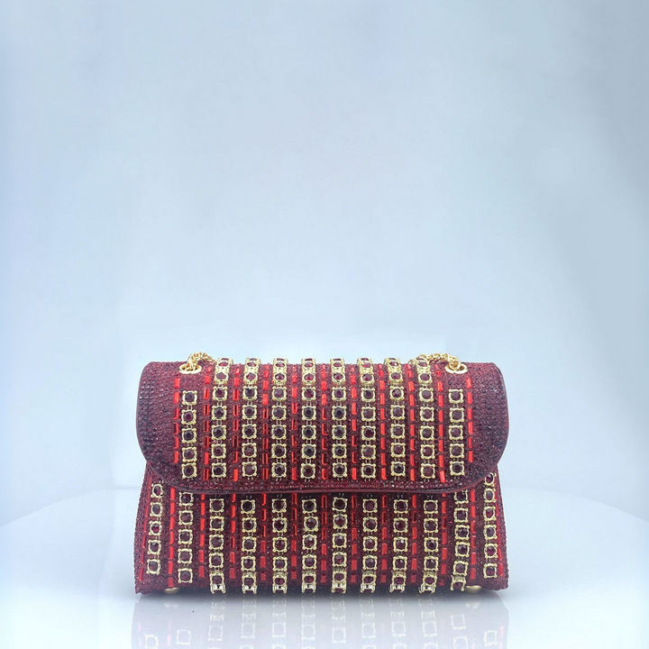 LAVIERA™ - Schicke Umhängetasche mit farbigen Diamanten und Kettenriemen