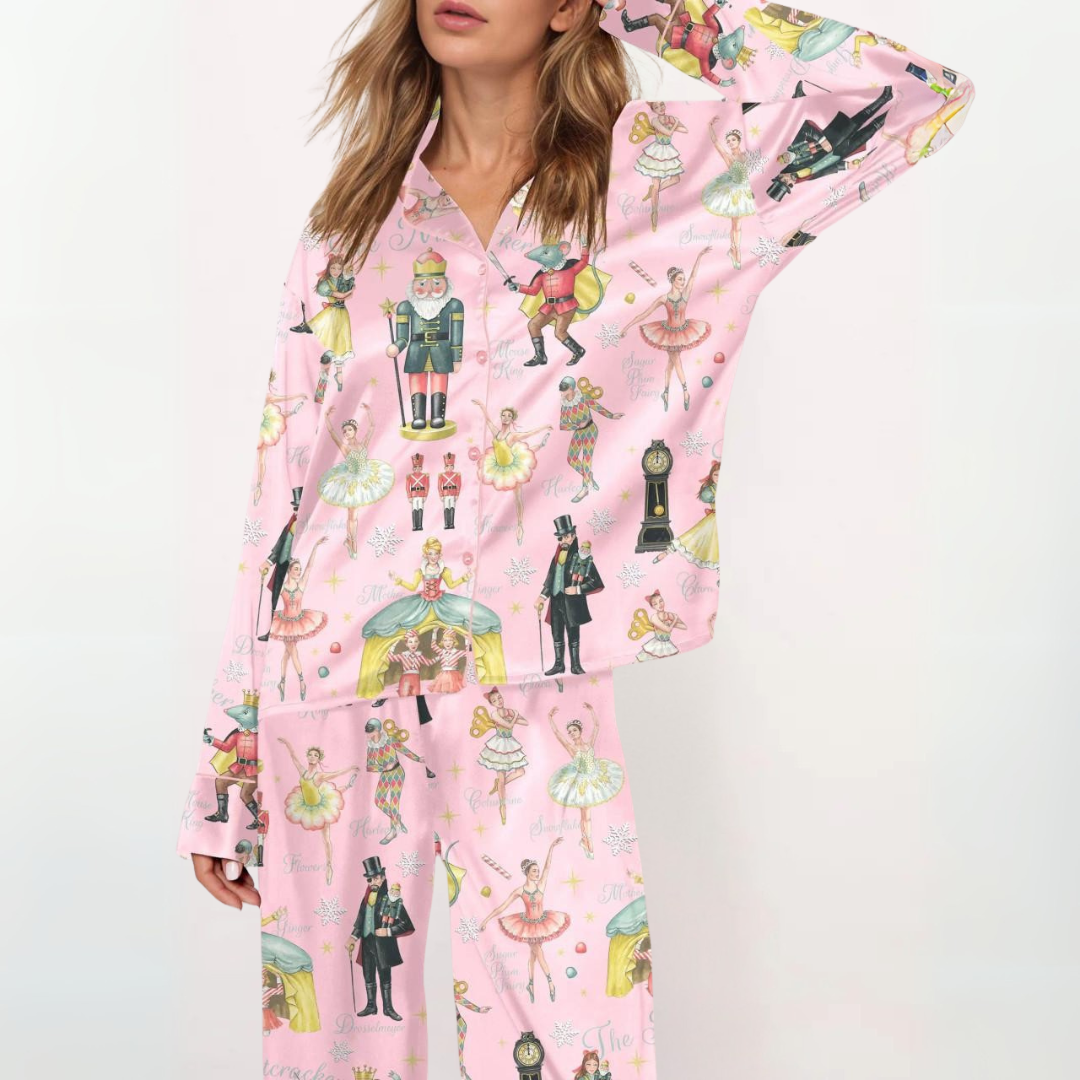 SYLIA™ - Lässiges bedrucktes Button-Down-Oberteil und bequemer Pyjama