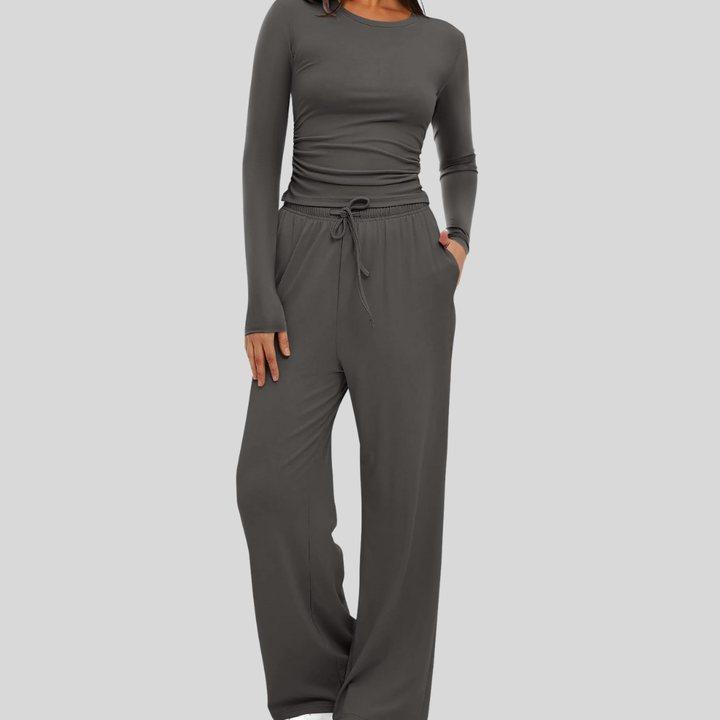 JANNY™ - Freizeit-Set aus Langarm-Top und Hose mit weitem Bein