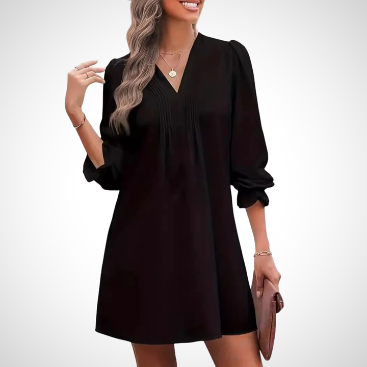 LUCINDA™ - Elegantes Rüschen-V-Ausschnitt-Kleid