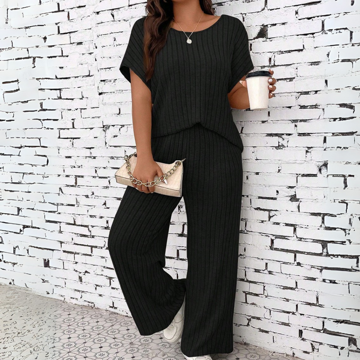 WAUNA™ – Lässiges Plus-Size-Set aus Kurzarm-Oberteil und Hose