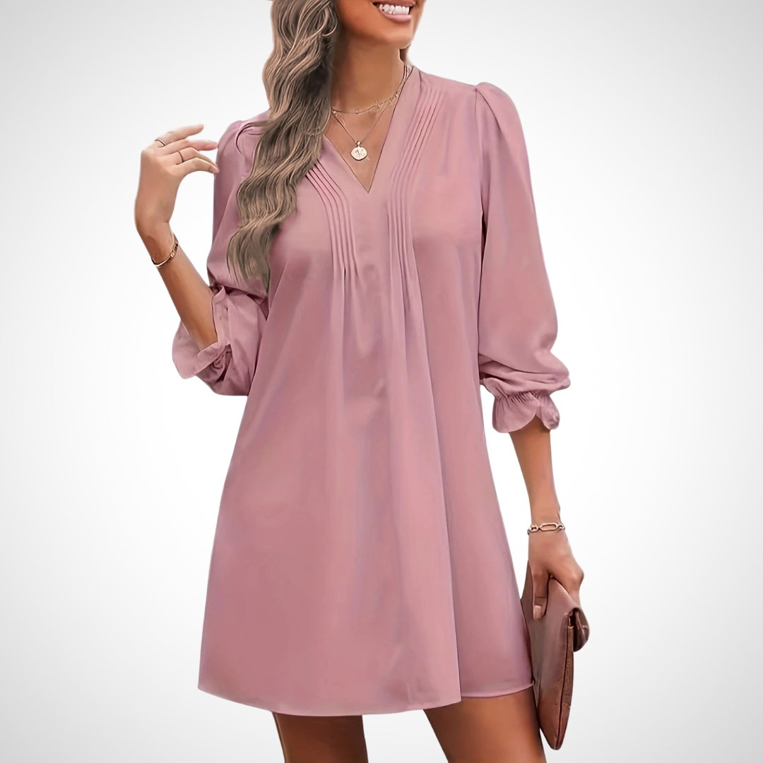 LUCINDA™ - Elegantes Rüschen-V-Ausschnitt-Kleid