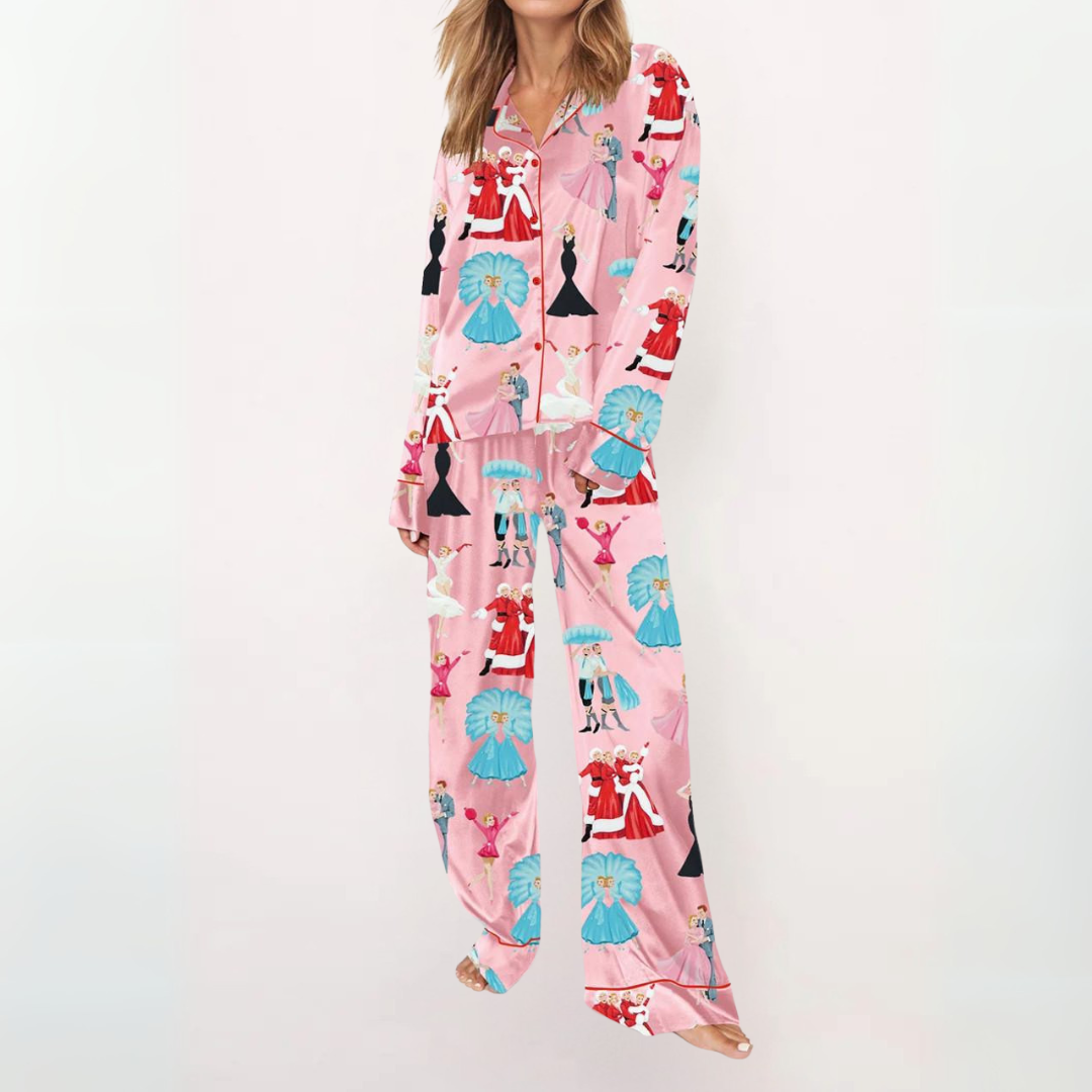 SYLIA™ - Lässiges bedrucktes Button-Down-Oberteil und bequemer Pyjama