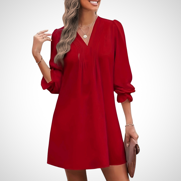 LUCINDA™ - Elegantes Rüschen-V-Ausschnitt-Kleid