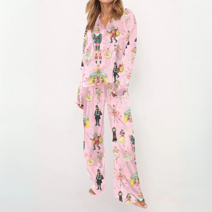 SYLIA™ - Lässiges bedrucktes Button-Down-Oberteil und bequemer Pyjama