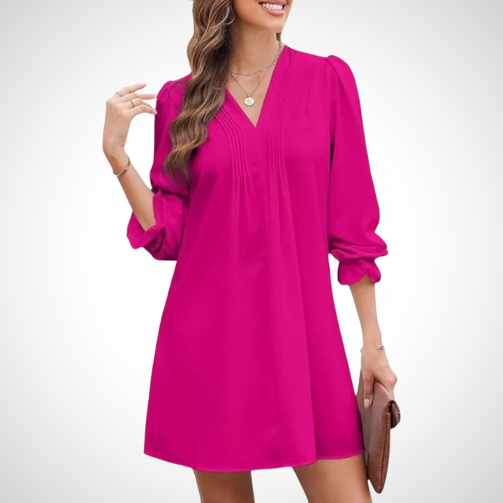 LUCINDA™ - Elegantes Rüschen-V-Ausschnitt-Kleid