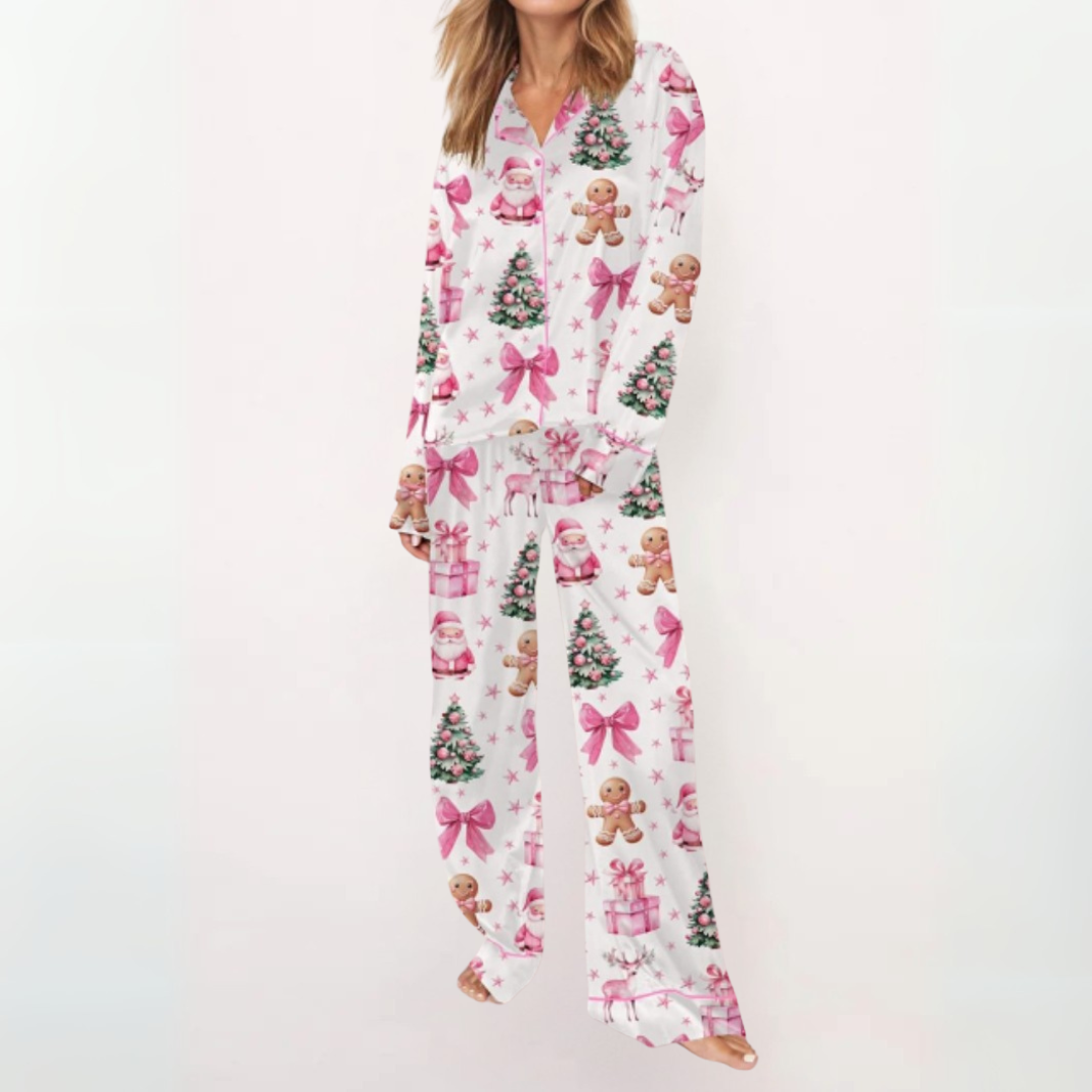 SYLIA™ - Lässiges bedrucktes Button-Down-Oberteil und bequemer Pyjama