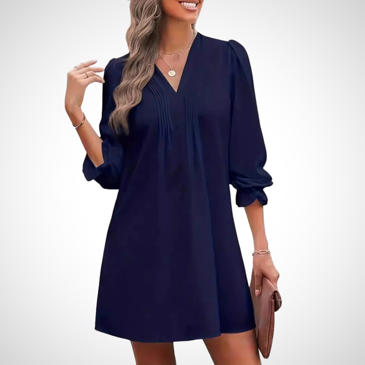 LUCINDA™ - Elegantes Rüschen-V-Ausschnitt-Kleid