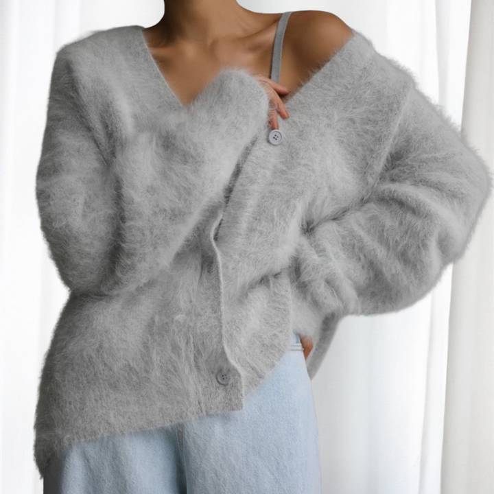 VYOMI™ - Bequeme Strickjacke mit Knopfleiste und überschnittenen Schultern