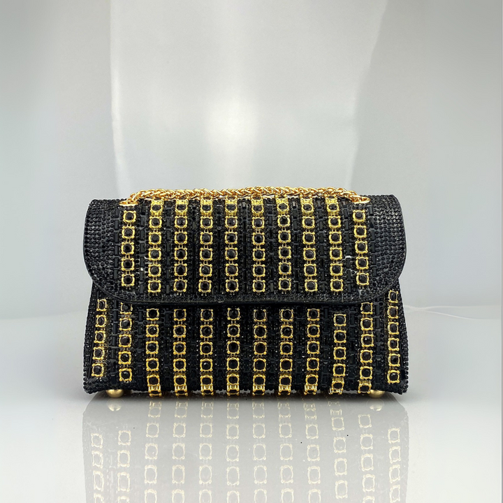 LAVIERA™ - Schicke Umhängetasche mit farbigen Diamanten und Kettenriemen