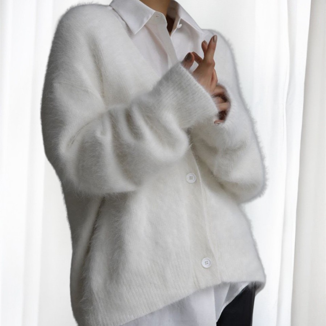 VYOMI™ - Bequeme Strickjacke mit Knopfleiste und überschnittenen Schultern