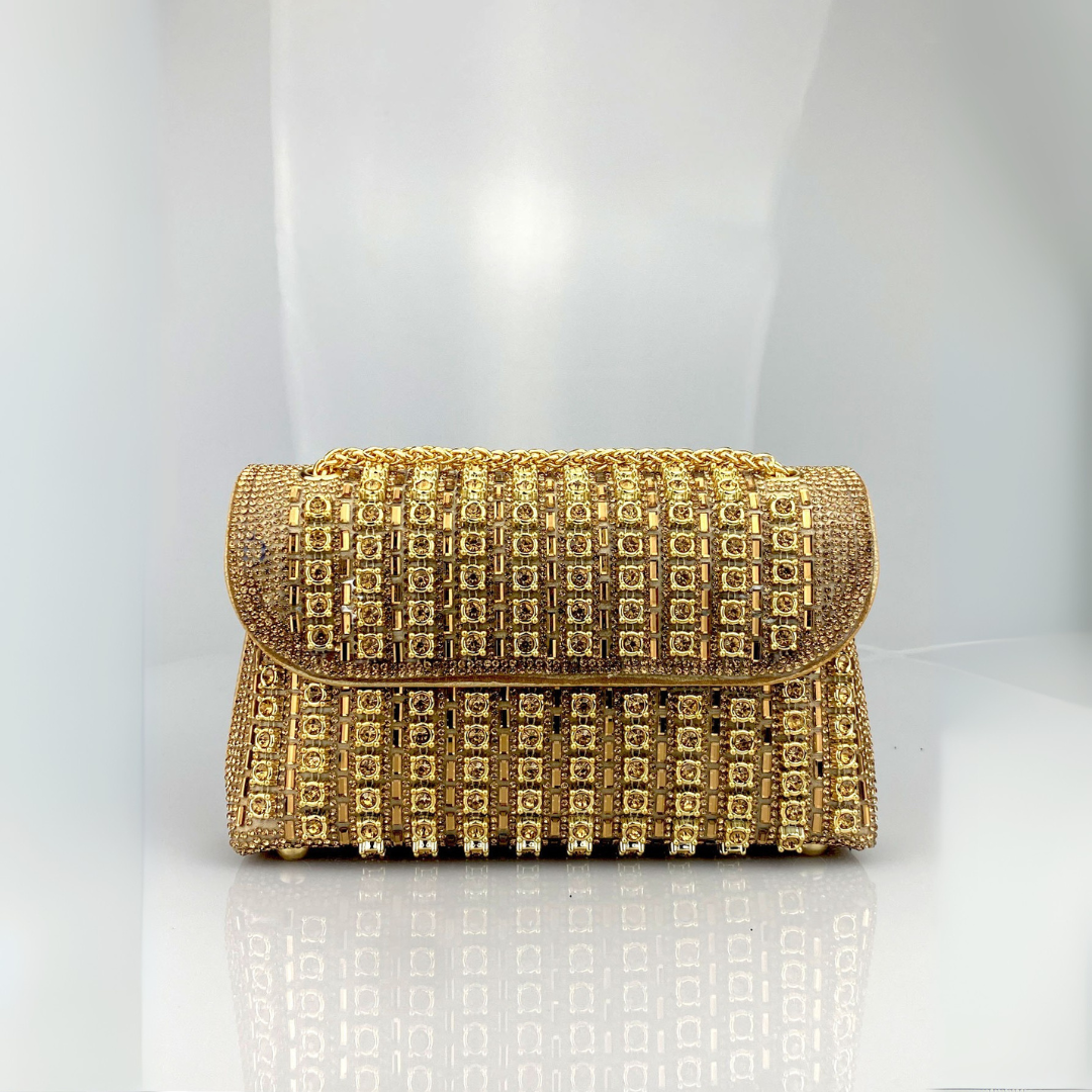 LAVIERA™ - Schicke Umhängetasche mit farbigen Diamanten und Kettenriemen