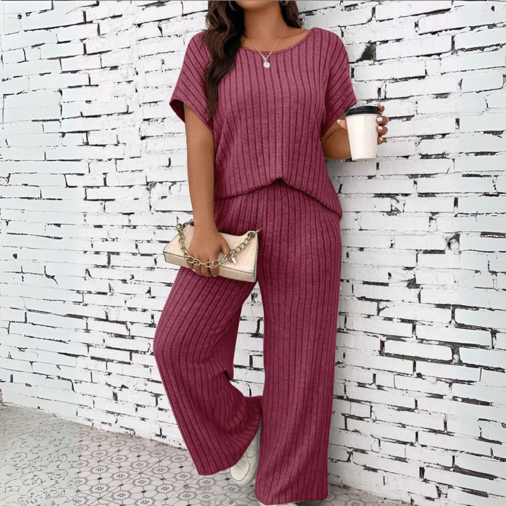 WAUNA™ – Lässiges Plus-Size-Set aus Kurzarm-Oberteil und Hose