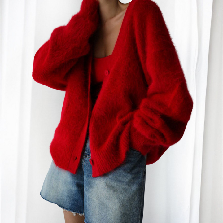 QUINCY™ - Bequemer Cardigan mit Knopfleiste und überschnittenen Schultern