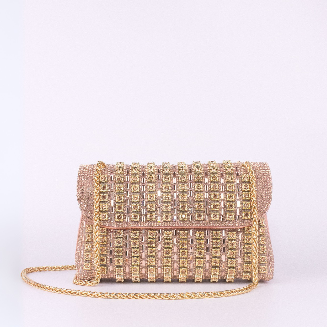 LAVIERA™ - Schicke Umhängetasche mit farbigen Diamanten und Kettenriemen