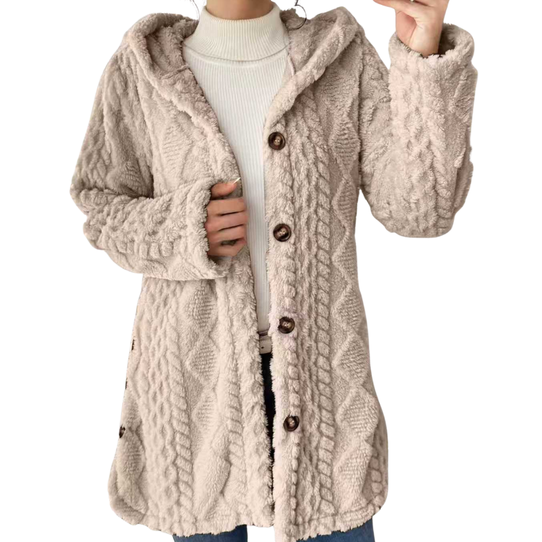 CLOVER™ – Kuschelige Jacquard-Fleece-Strickjacke mit Kapuze