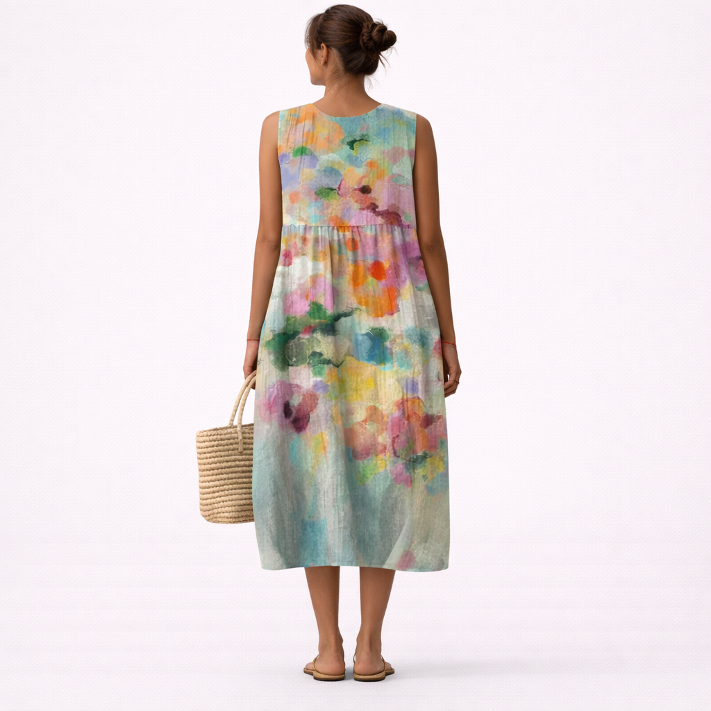 Karla™ | Elegantes mehrfarbiges Midi-Kleid
