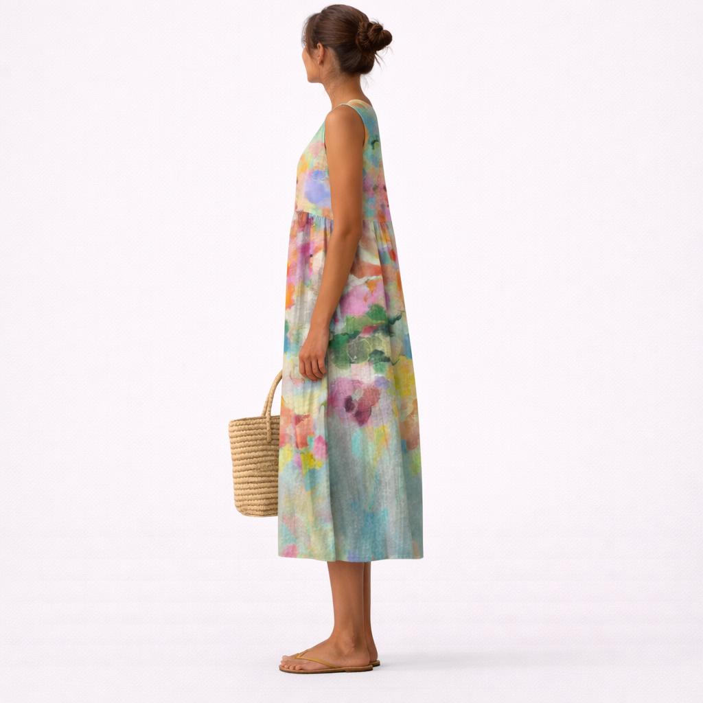 Karla™ | Elegantes mehrfarbiges Midi-Kleid