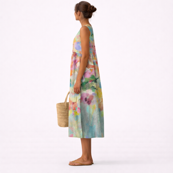Karla™ | Elegantes mehrfarbiges Midi-Kleid