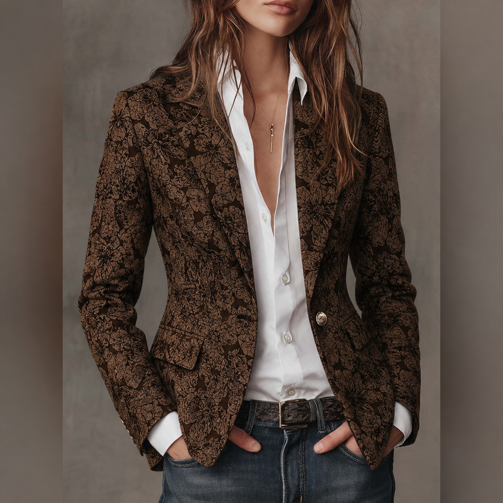 Taillierter Damenblazer aus Paisley-Jacquard