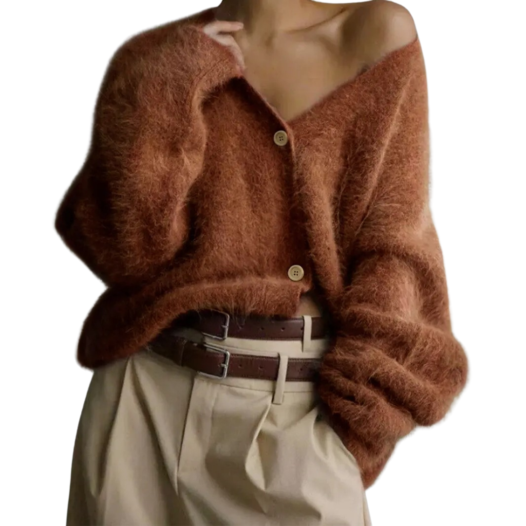 BRISEIS™ – Kuscheliger V-Ausschnitt Strickjacke mit Knöpfen