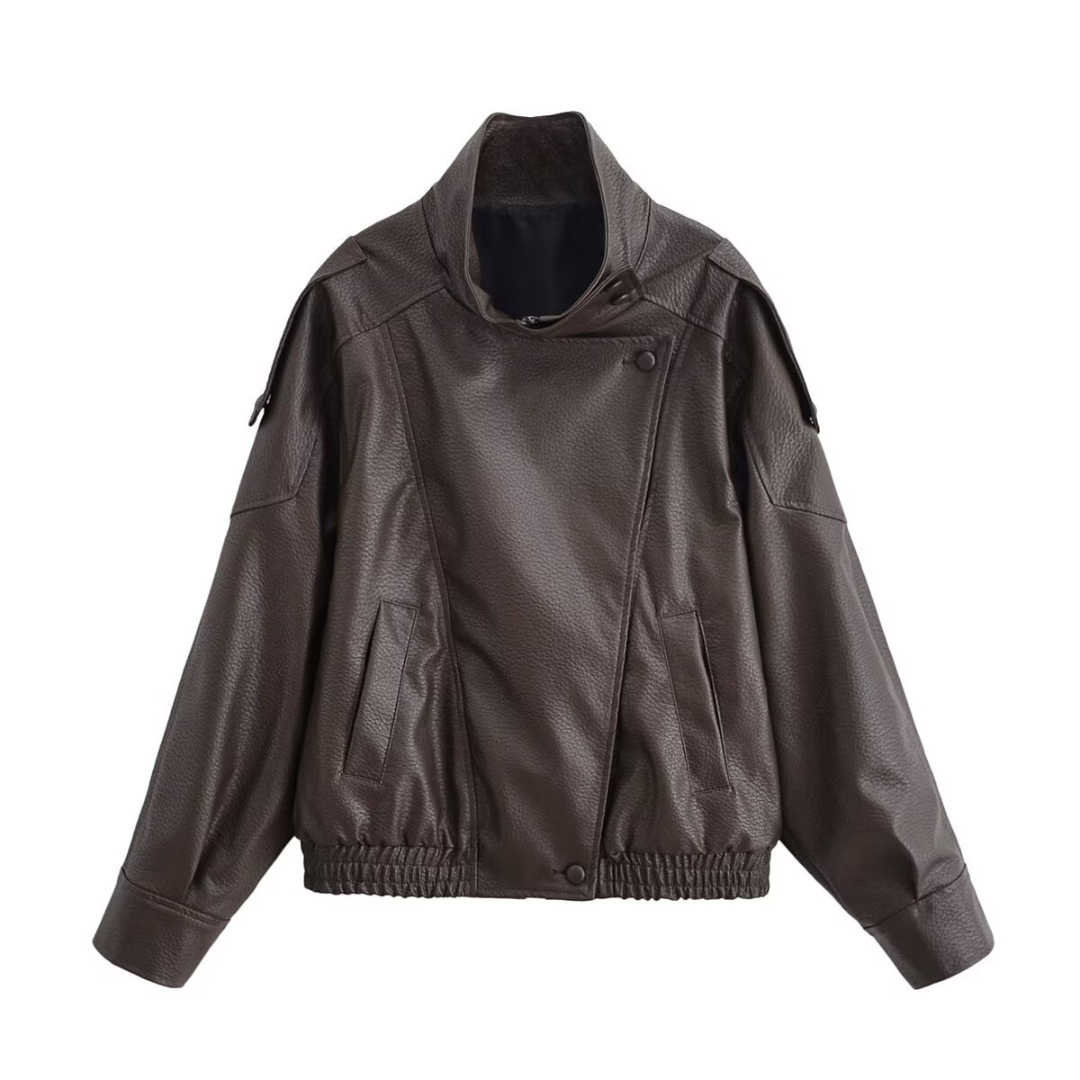 REMY™ – Asymmetrische Kunstleder-Bikerjacke mit Reißverschluss