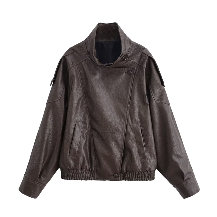 REMY™ – Asymmetrische Kunstleder-Bikerjacke mit Reißverschluss