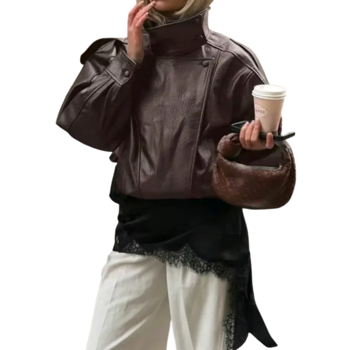 VANYA™ – Vintage-Litschi-Struktur-Lederjacke