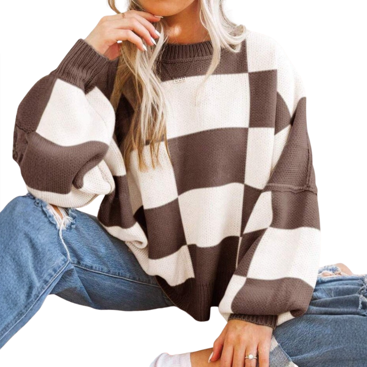 WREN™ – Gemütlicher Pullover mit Karomuster und überschnittenen Schultern