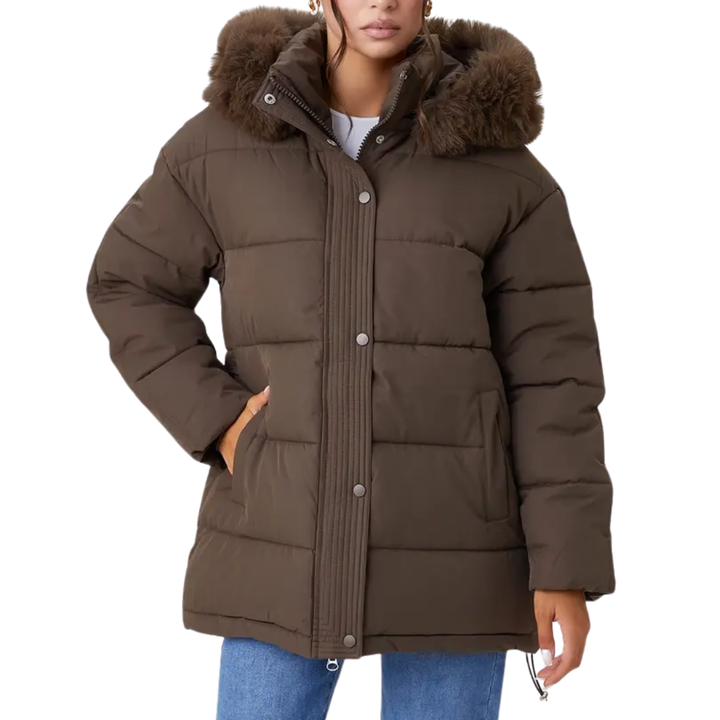ZELARA™ – Thermomantel mit flauschigem Fellkragen