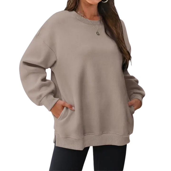 BRENLEY™ – Gemütlicher, übergroßer Fleece-Pullover mit Rundhalsausschnitt