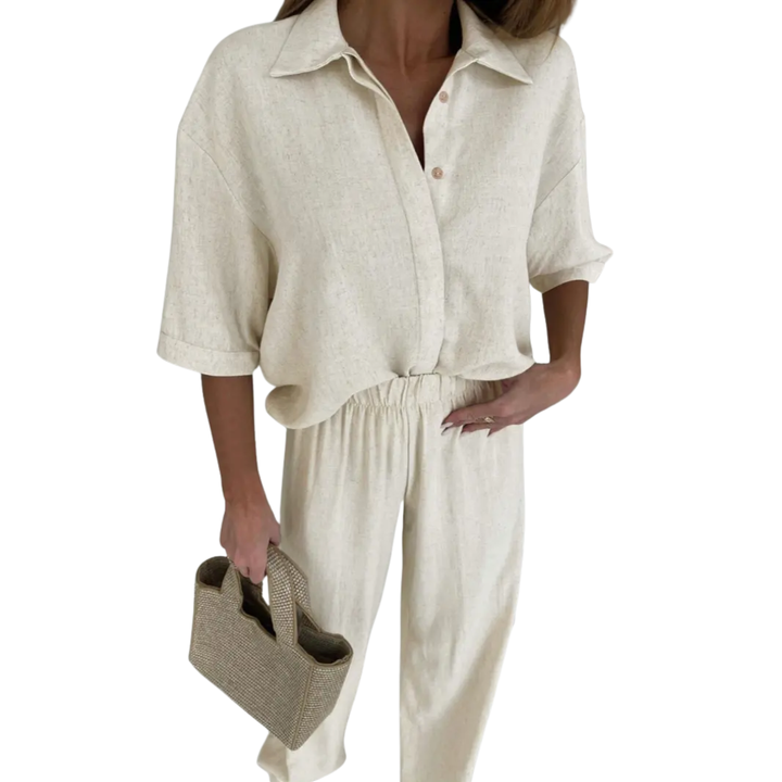 CECILY™ – Relaxed Leinen-Set aus Hemd und weiter Hose