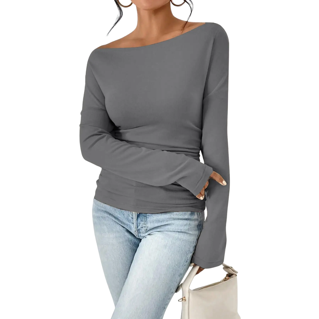 NAOMI™ – Elegantes, einseitig schulterfreies Langarm-Top