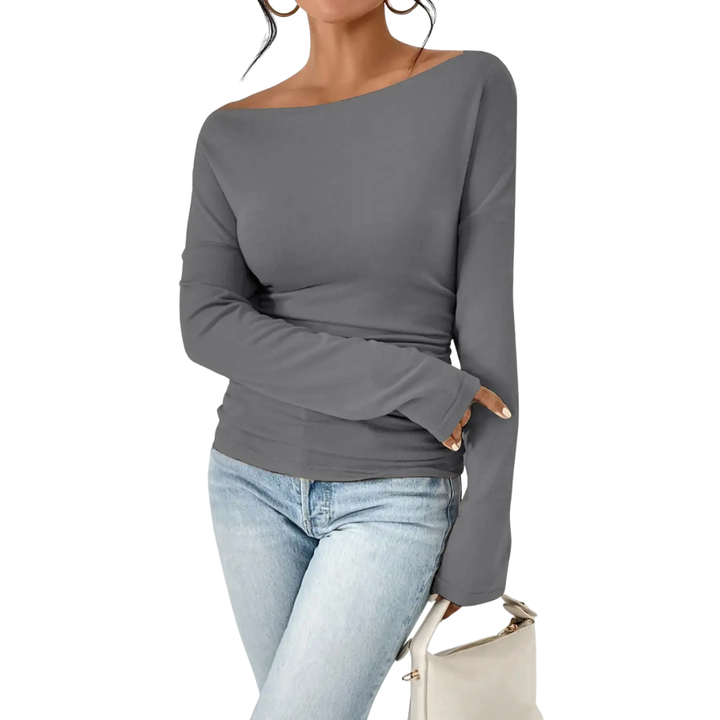 NAOMI™ – Elegantes, einseitig schulterfreies Langarm-Top