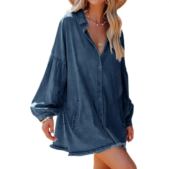 RAYLEN™ – Oversized Jeans-Tunika-Kleid im Distressed-Look
